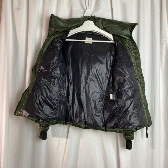 S13 Kylie Metallic Green Down Hooded Puffer Jacket - Picture 6 of 16